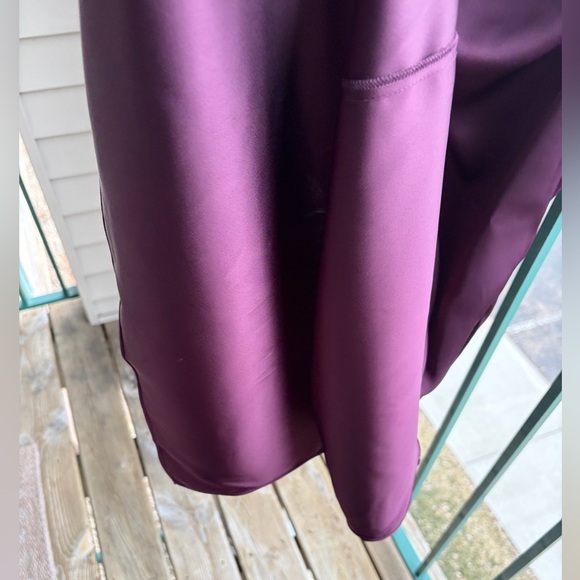 🆕 ✨CeCe Rich Cabernet Satin Ruched Midi Dress Size 6 Mock Elegant Cocktail Party - Picture 12 of 15